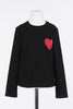 Twinset Long-Sleeve with Flocked Heart Print Black Heart Magenta Tshirt.