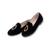 Camille Kids Emblem Black Velvet Shoes