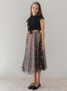 Petite Amalie Black/Pink Embroidered Bow Tulle Skirt 3086