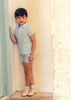 Little Tempest Boys Ramie Embroidered Aquamarine Short