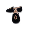 Camille Kids Emblem Black Velvet Shoes