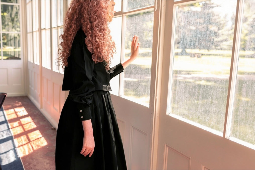 Little Tempest Teens Pleated Circle Taffeta Black Skirt