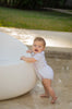 Coco Blanc Scalloped White w/ Red Romper