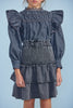 Steph Chambray Black Shirred Tiered Skirt