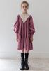 Steph the Label by Petit Amalie Crochet Yoke Berry Cord Dress with White Bib