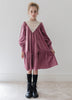 Steph the Label by Petit Amalie Crochet Yoke Berry Cord Dress with White Bib