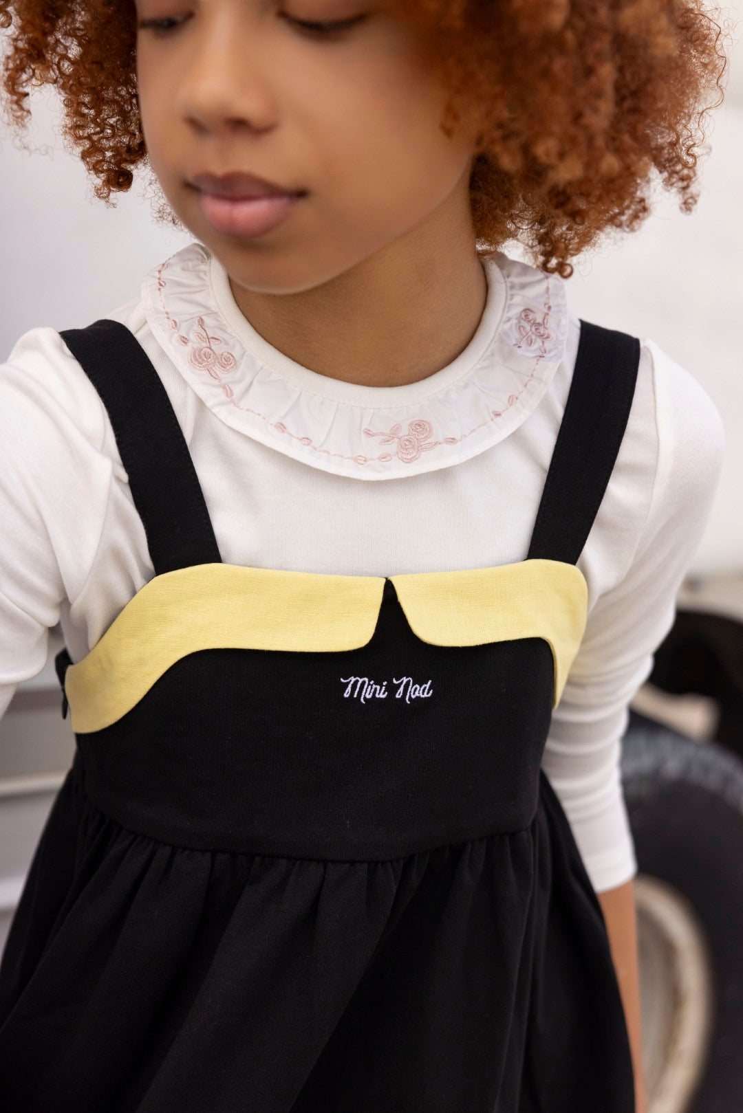 Mini Nod Long Pinafore Black/ Yellow Dress 14Y / Yellow, Size 14Y | Macaroni Kids Mini Nod Long Pinafore Black/ Yellow Dress 14Y / Yellow, Size 14Y | Macaroni Kids