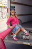 Mini Nod Girls Graphic Collar Hot Pink / White Print Sweatshirt