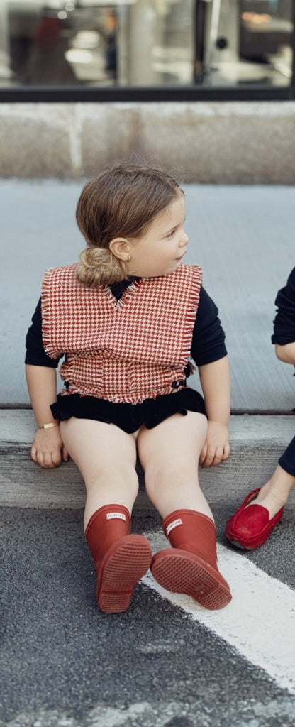 Mini Nod Girls Buckled Vest-Red Combo