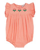 Emile et Ida Gingham Embroidered Vichy Pivoine Romper