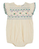 Emile et Ida Brode Embroidered Flowers Ecru Romper