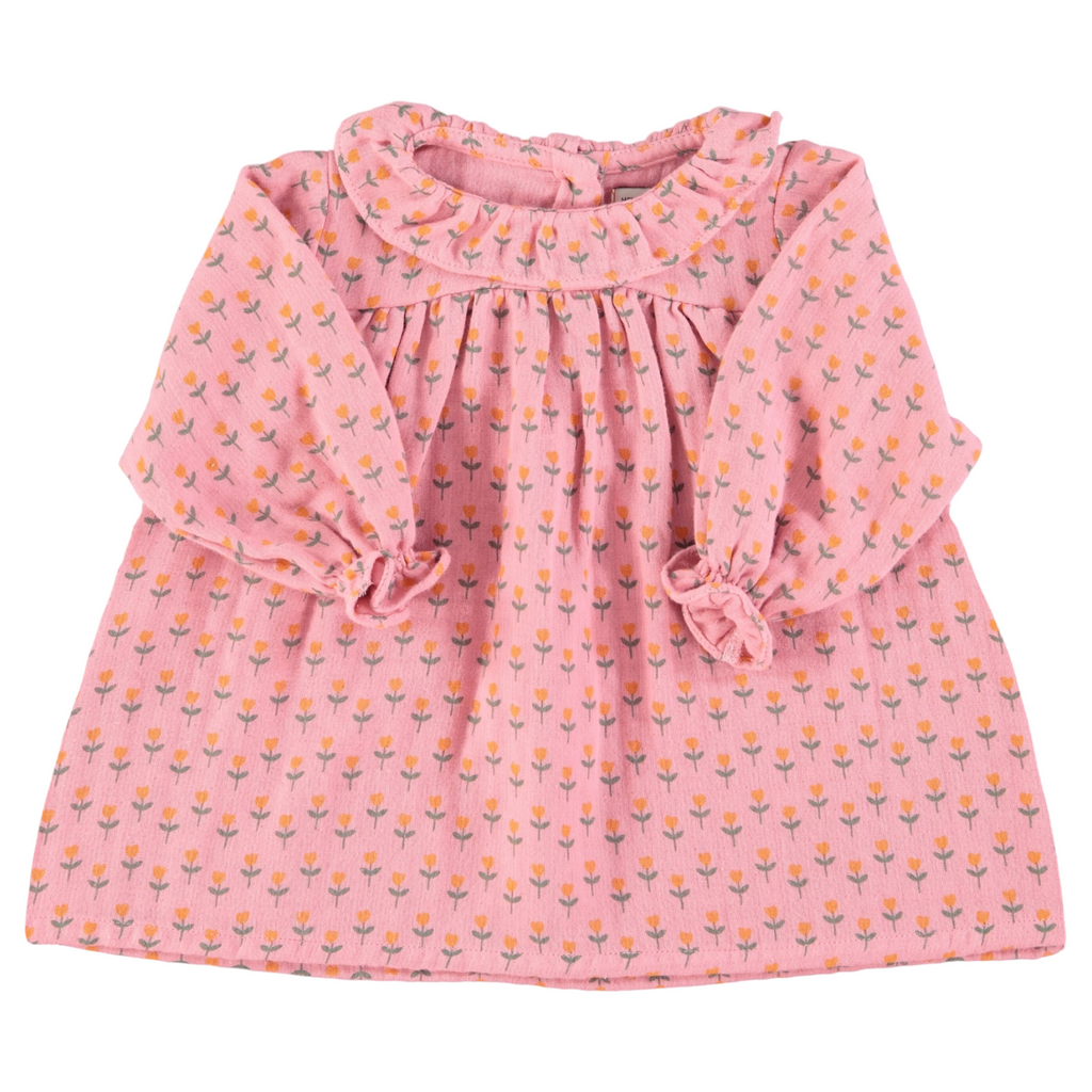 Piupiuchick Baby Dress- Pink w Flowers