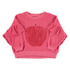 Piupiuchick Strawberry pink w/ red apple print Terry cotton sweatshirt