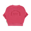 Piupiuchick Strawberry pink w/ red apple print Terry cotton sweatshirt