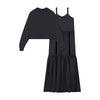 NdotM Knit Cropped Black Sweater and Black Slip Dress Maxi Set