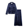 NdotM Crushed Velvet Navy Set