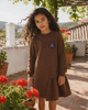Retrokid Arden Scuba Side Ruffle Chetnut Dress.