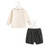 Retrokid Arthur Baby Boy Button Up Gray/ Cream Set.