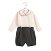 Retrokid Arthur Baby Boy Button Up Gray/ Cream Set.