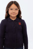 Retrokid Aspen Cable Knit Collar Navy Sweater