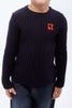 Retrokid Aspen Cable Knit Crewneck Navy Sweater