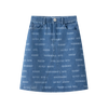 Coco Blanc Printed Blue Denim Skirt