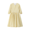 Coco Blanc 3/4 Sleeve Striped Yellow Dress