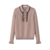 Coco Blanc Ruffle Blush Polo Sweater
