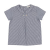 Coco Blanc Peter Pan Style Striped Blue Shirt