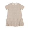 Coco Blanc Short Sleeved Drop Pleat Sand Linen Dress