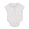 Coco Blanc Peter Pan Stiched Bubble White w/ Blue Romper