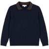 Mann Cable Design Textured Collar Color Sweater.