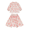 C'era Una Volta Tiffani Toile De Jouy Pink Shirt and Skirt Set