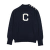 Coco Blanc Navy Knit Turtleneck with Buttons