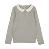 Coco Blanc Light Grey Peter Pan Knit Ribbed Sweater