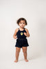 Birnham on the Sea Girl Gathered Indigo Romper
