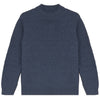Calla Lili Mock Neck Embossed Blue Sweater.