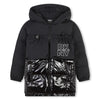 Dkny Kid Girl Mat And Shiny Hooded Down Black Jacket