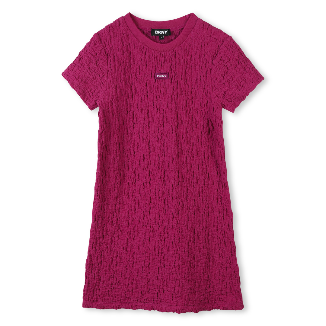 DKNY Girls Waffle Effect Pink Dress