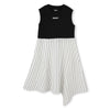 DKNY Girls Striped Bottom White Black Long Dress