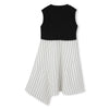 DKNY Girls Striped Bottom White Black Long Dress