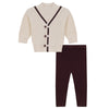 Blumint Contrast Trim Knit Cream/Burgundy Set