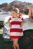 Coco Blanc Short Sleeved Red Stripe Dress