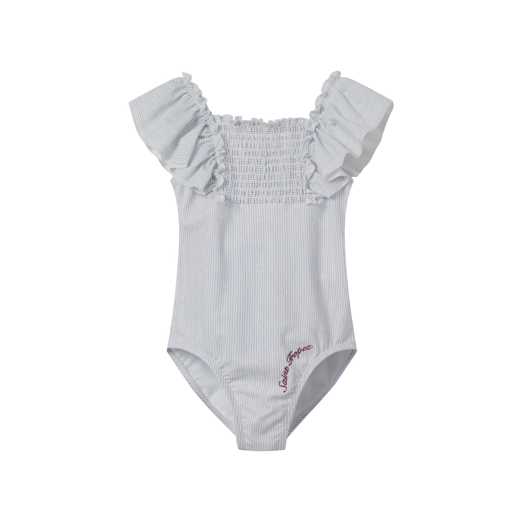 Coco Blanc Ruched Striped Swimsuit Final Sale | Macaroni Kids