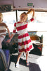 Coco Blanc Girl 3/4 Sleeve Red Stripe Tee