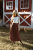 Kix Denim Panel Midi Brown Skirt.