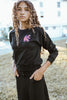 Kix Print Detail Twist Black Sweatshirt.