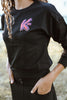Kix Print Detail Twist Black Sweatshirt.