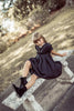 Coco Blanc Taffeta Short Sleeve Black Dress *PREORDER*