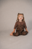 Kix Yoke Detail Brown Denim Romper.